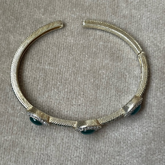 Judith Ripka Chalcedony & Chrome Diopside Gold Clad Sterling Bangle Cuff - Picture 5 of 16